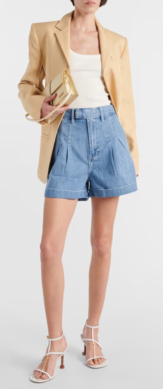 FRAME Denim Pleated High Rise Waisted Wide Relaxed Fit Shorts Tuckernuck 4
